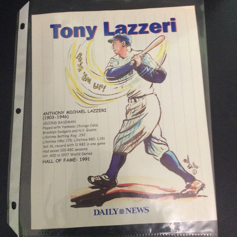 New York Yankees Daily News Tony Lazzeri